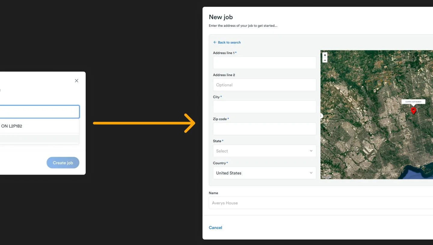 Original Figma mockup, custom fields plus map version
