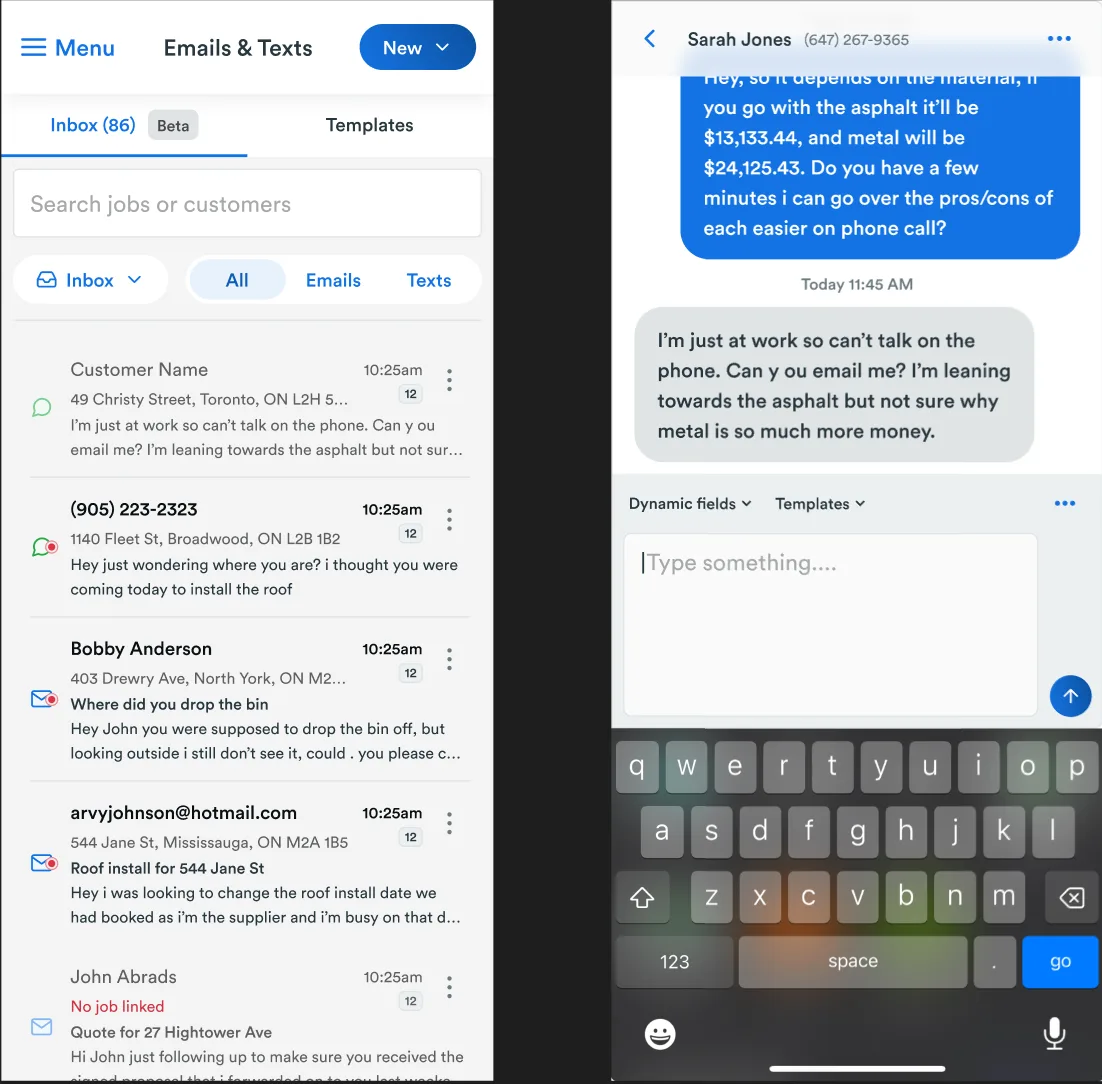 Mobile-friendly inbox + thread
