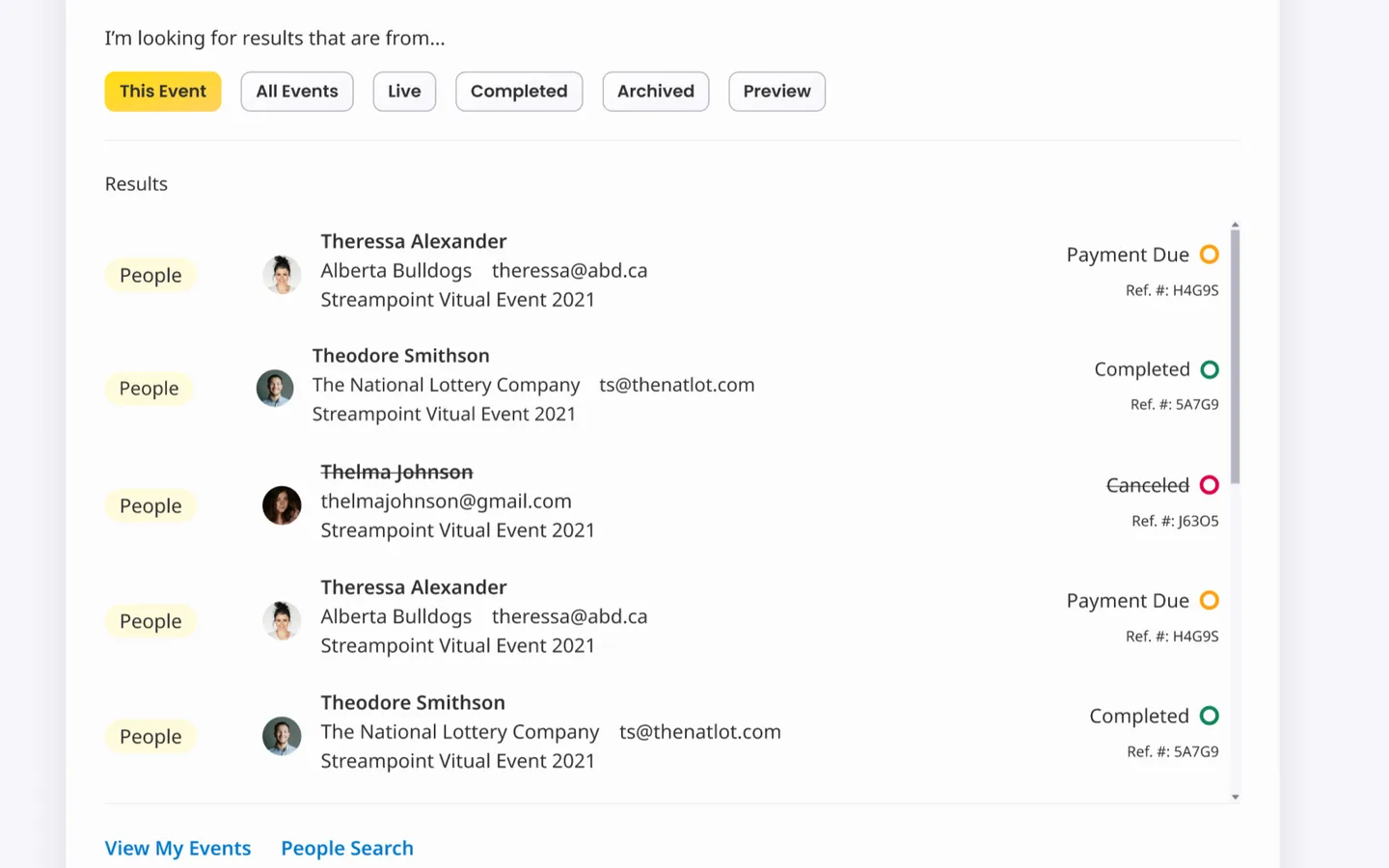 Search showing in-context results first