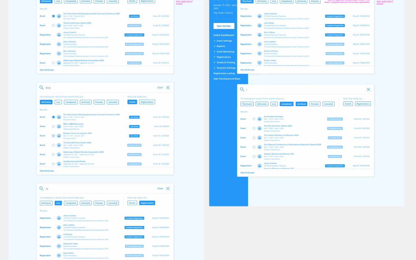 Initial wireframe of alternative contextual-search approach